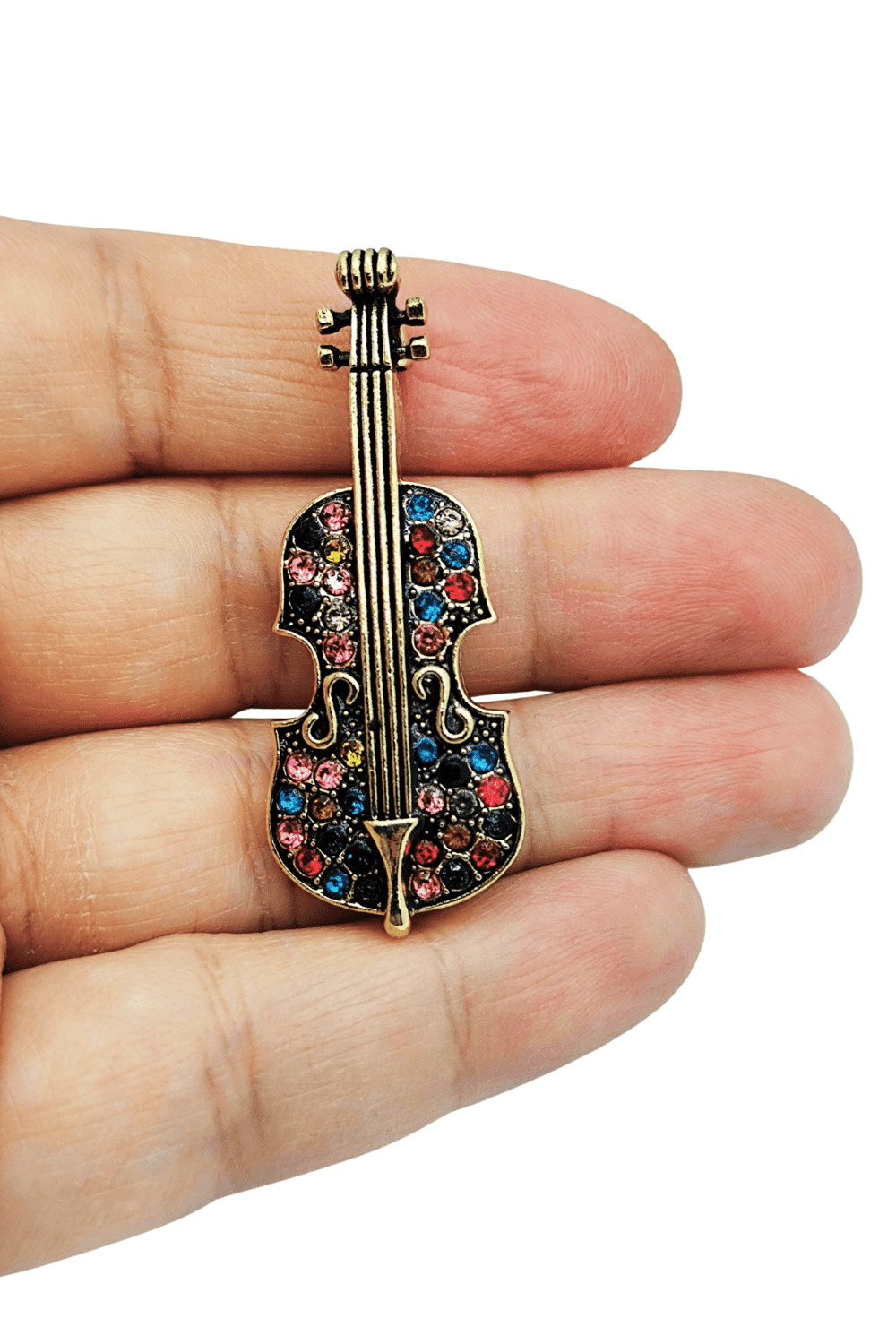 Harmony Crystal Keman Tasarım Broş