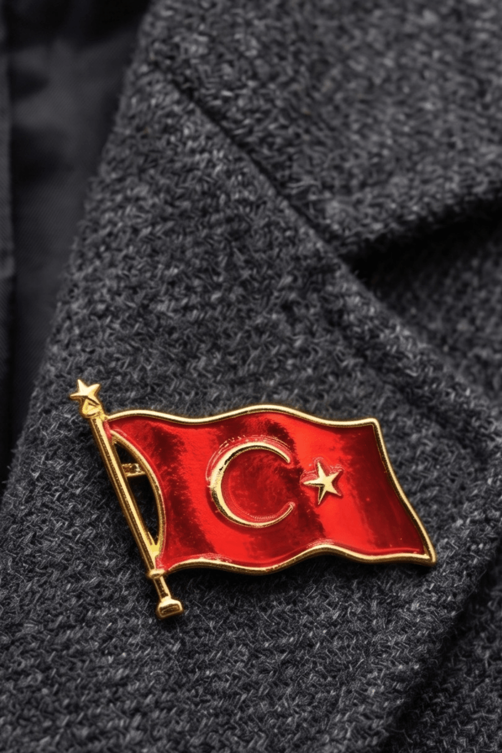 Işıltılı Türk Bayrağı Yaka İğnesi