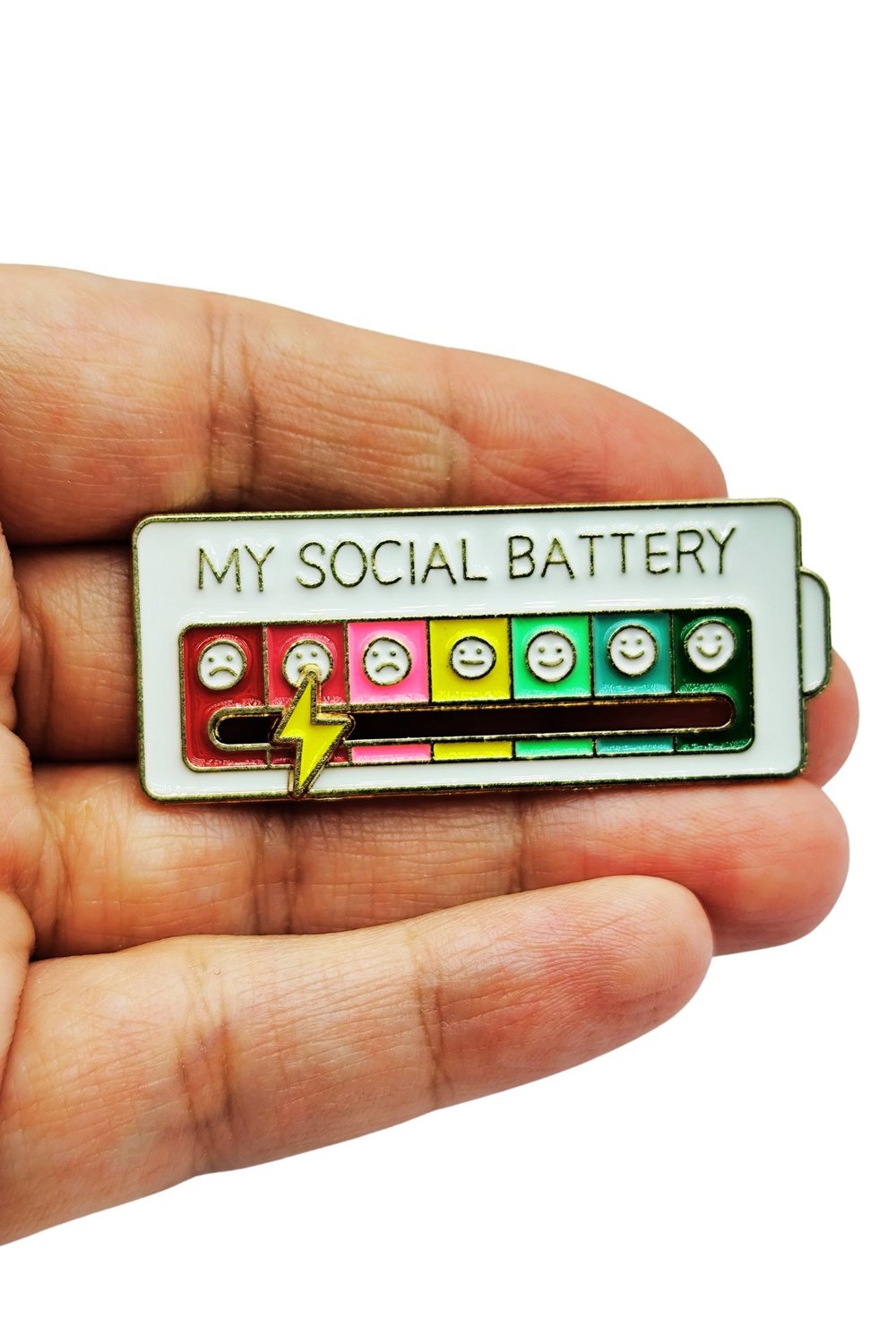My Social Battery Metal Broş – Mizahi Ruh Hali Rozeti, Enerji Düzeyi Pin Aksesuar