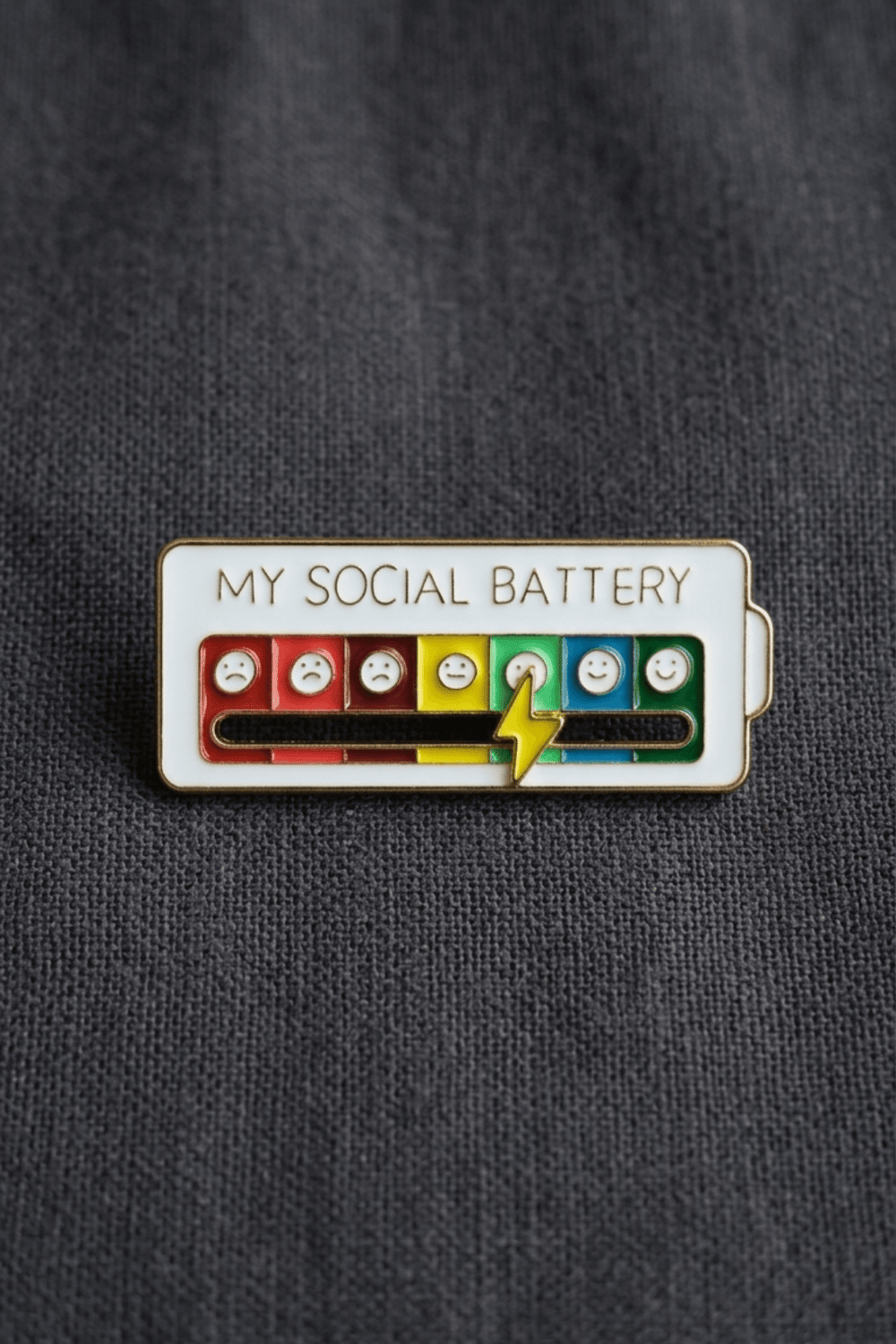 My Social Battery Metal Broş – Mizahi Ruh Hali Rozeti, Enerji Düzeyi Pin Aksesuar