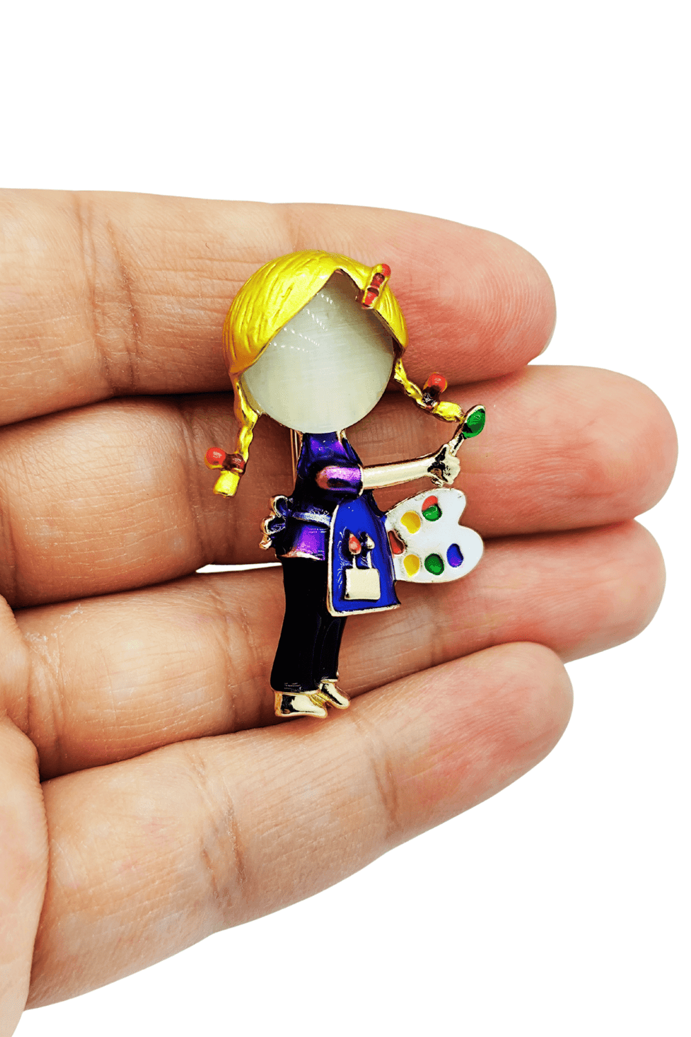 Renklerin Dansı Ressam Kız Broşu