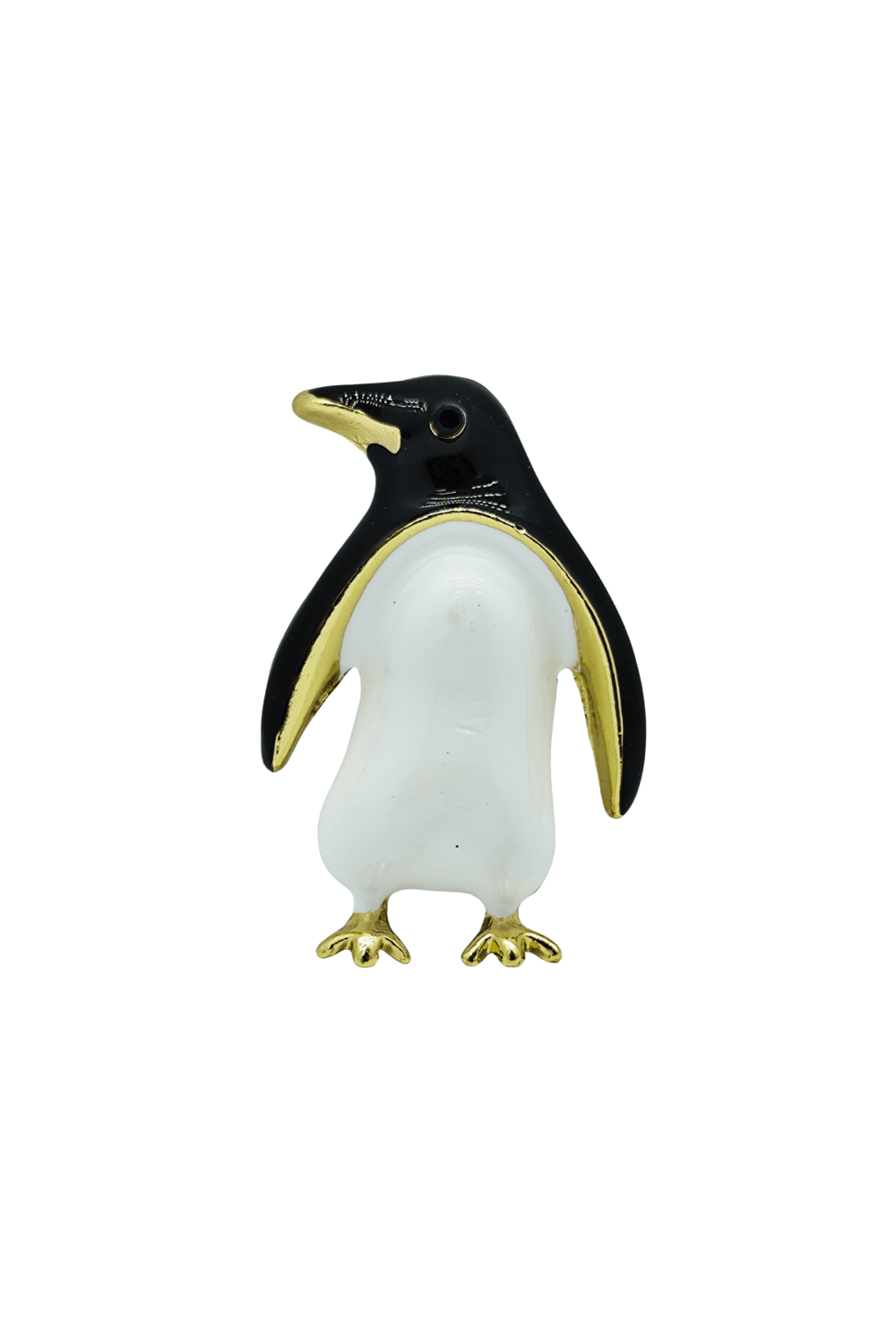 Sevimli Penguen Figürlü Gold Detaylı Broş