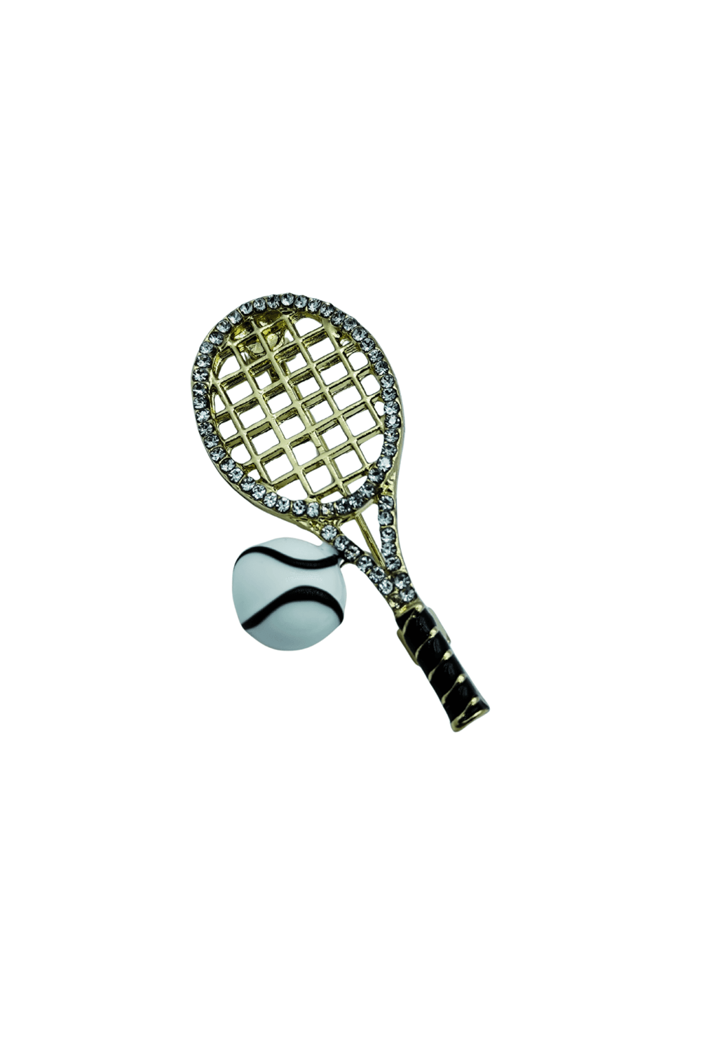 Taşlı Tenis Raketi ve Top Gold Broş