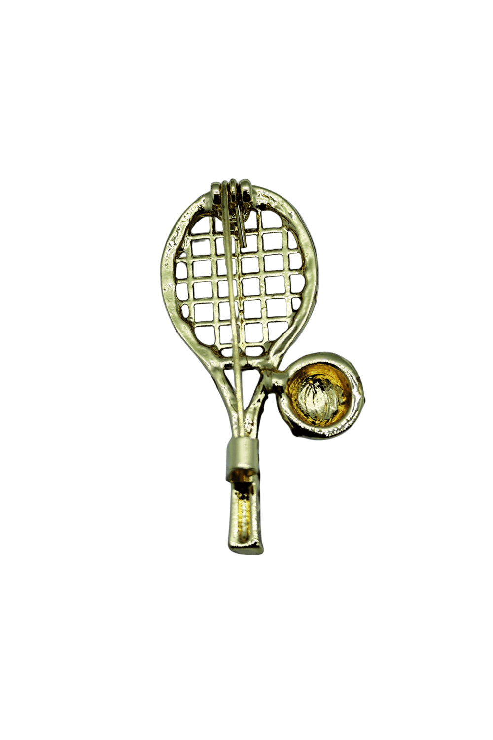 Taşlı Tenis Raketi ve Top Gold Broş