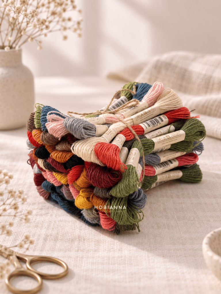 DMC Eco Vita Organic Wool Embroidery Thread Set 60 Skeins (All Colours) – 16 m Naturally Dyed