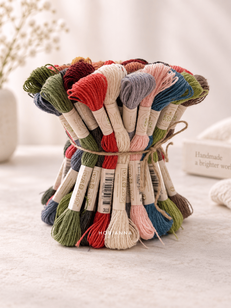DMC Eco Vita Organic Wool Embroidery Thread Set 60 Skeins (All Colours) – 16 m Naturally Dyed