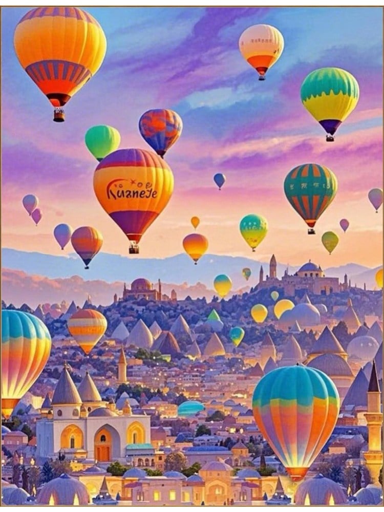 Hobby Mood Elmas Mozaik Tablo Kiti - Balon Festivali (40x50 cm) - GC90570