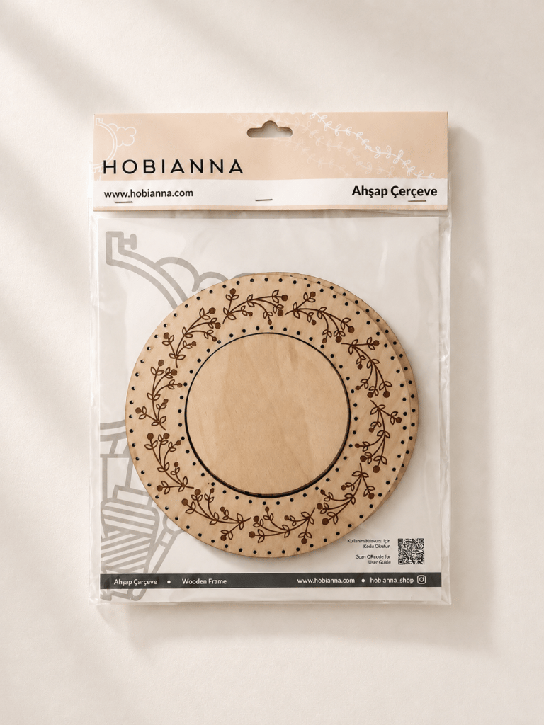 Hobianna Dekoratif Ahşap Çerçeve - Yuvarlak Çiçekli
