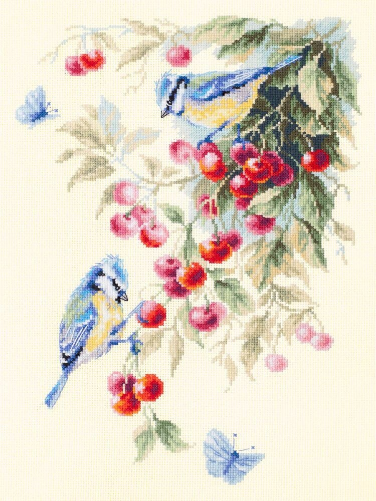 Magic Needle Blue Tits and Cherry Cross Stitch Kit - 130-021