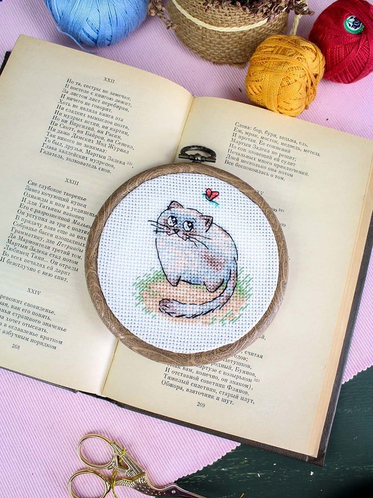 MP Studia Up to Something Cross Stitch Kit (Aida, Threads & Chart Included) - M-1265