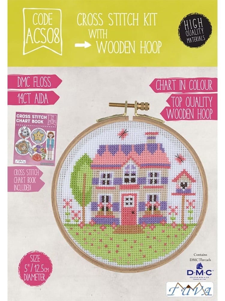 Tuva Wooden with Hoop Cross Stitch Kit 12,5cm - ACS08