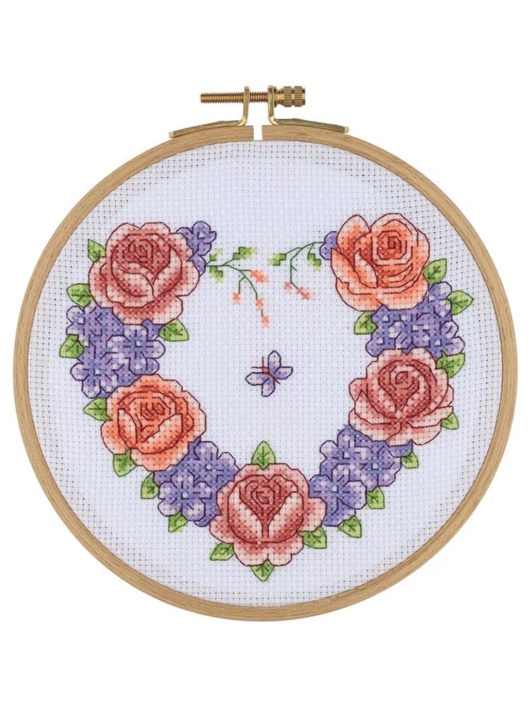 Tuva Wooden with Hoop Cross Stitch Kit 15,5cm - BCS01