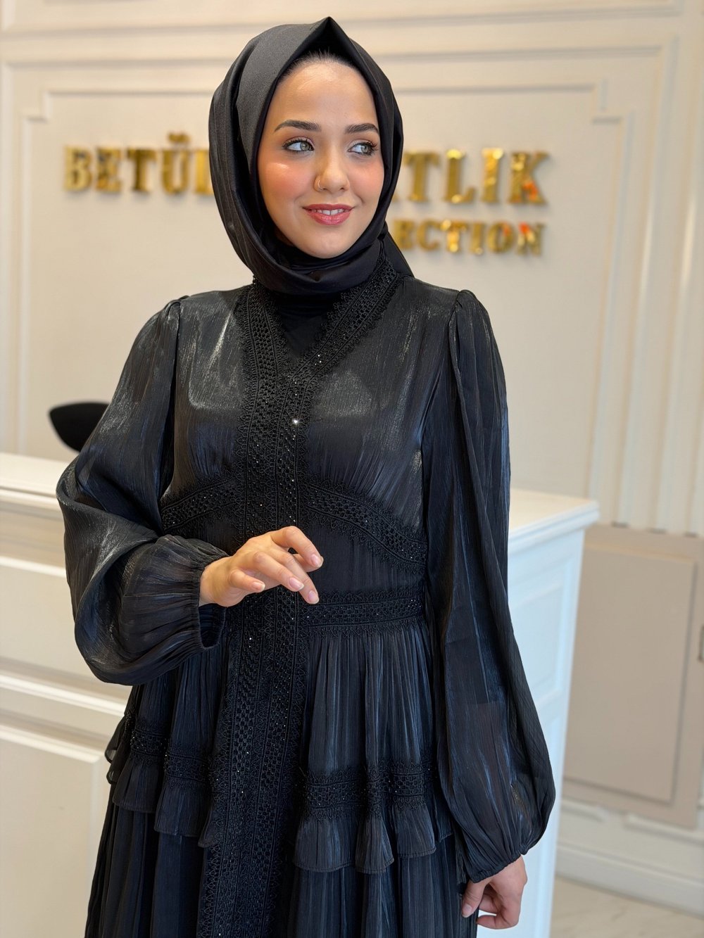 BTL Fırfırlı Abiye Elbise