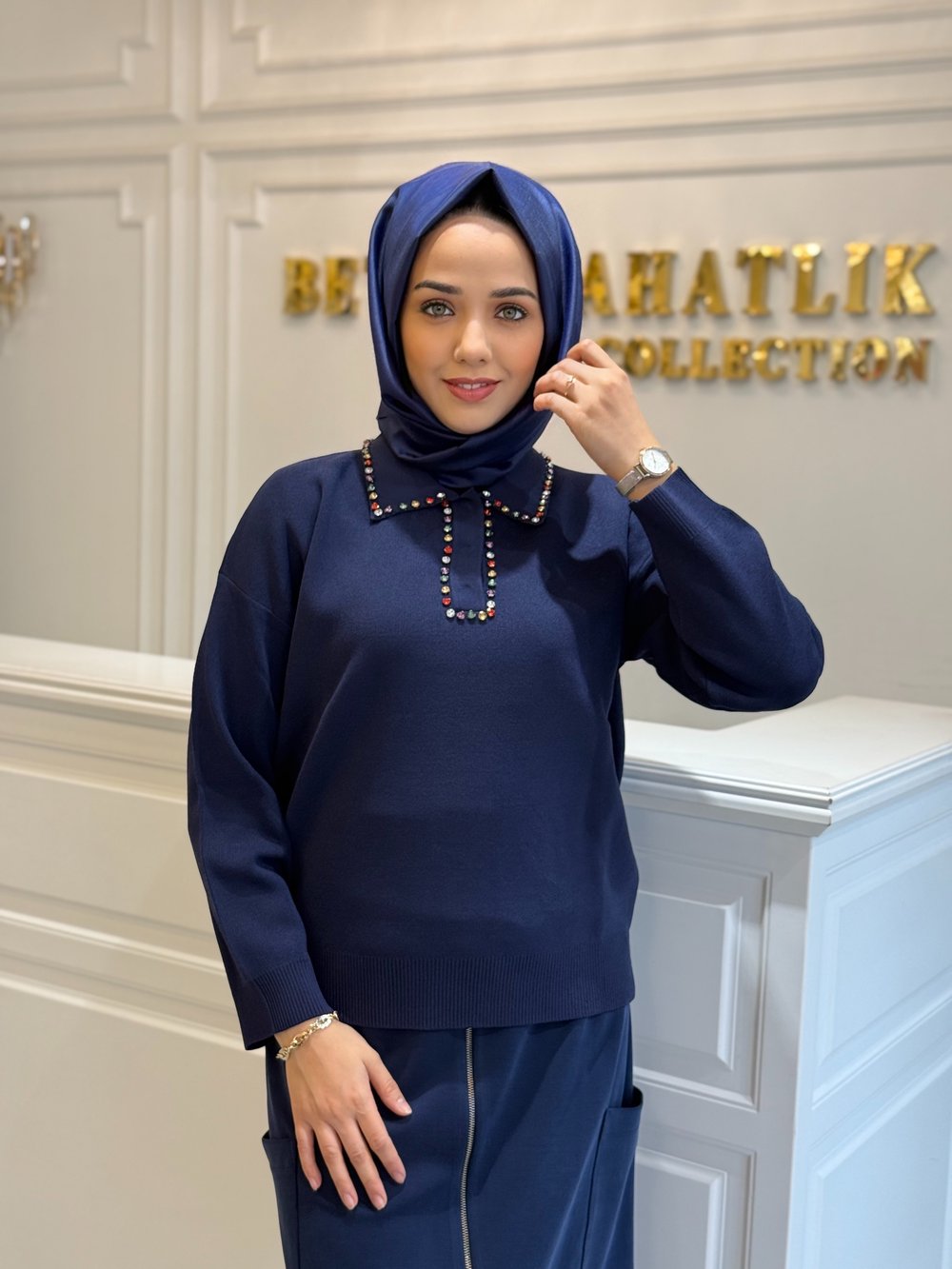 GHISA 4144 TUNİK LACİVERT