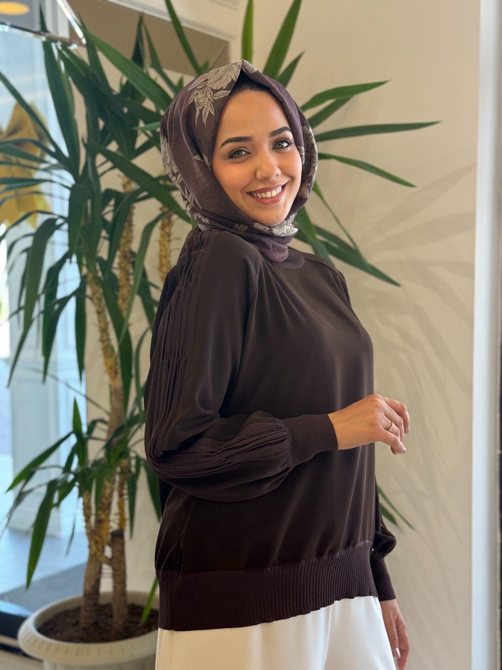 Ghısa Etek Üstü Kısa Tunik Kahve