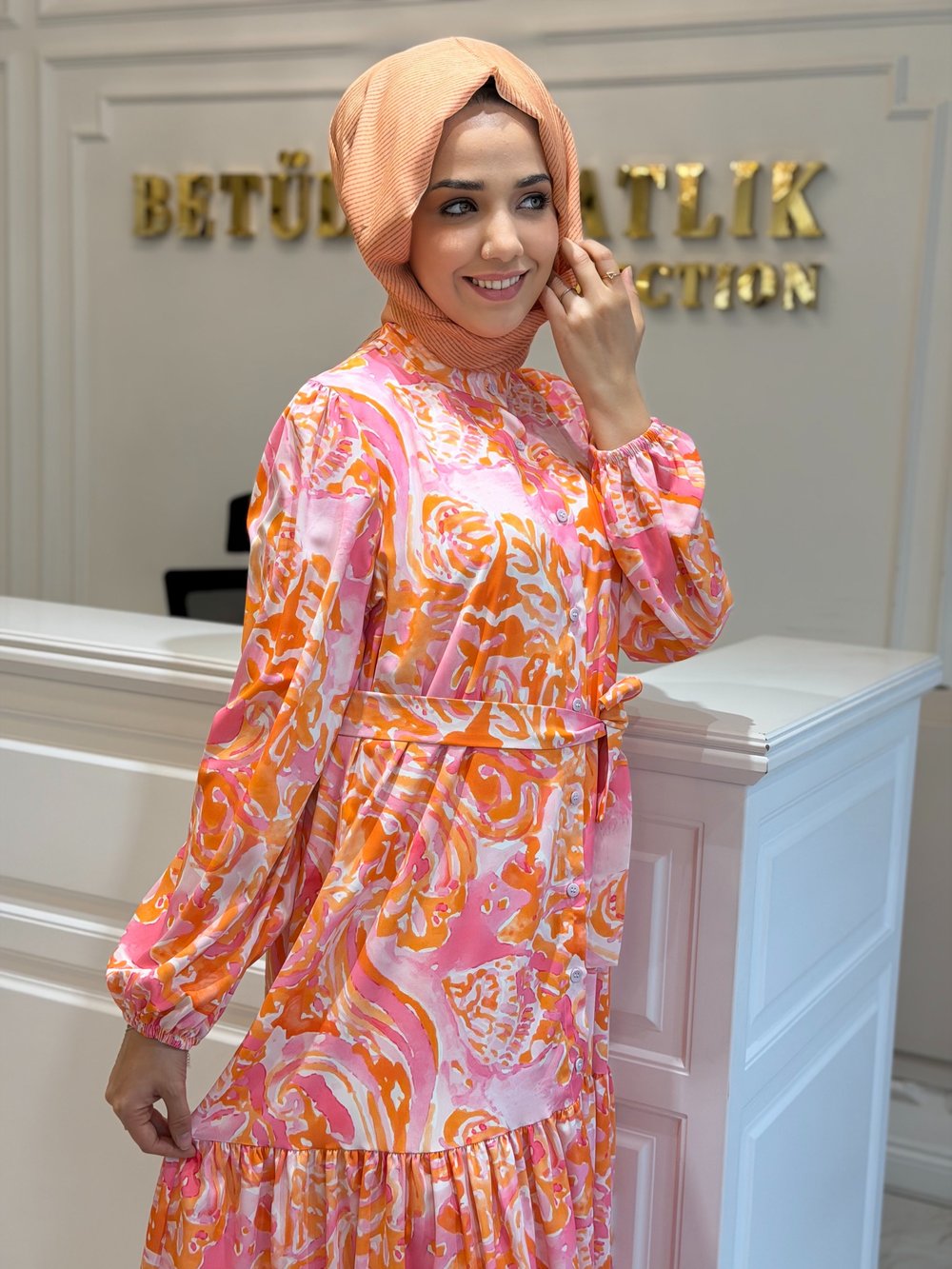 MERWISH 1755 BLOOM ELBİSE FUŞYA