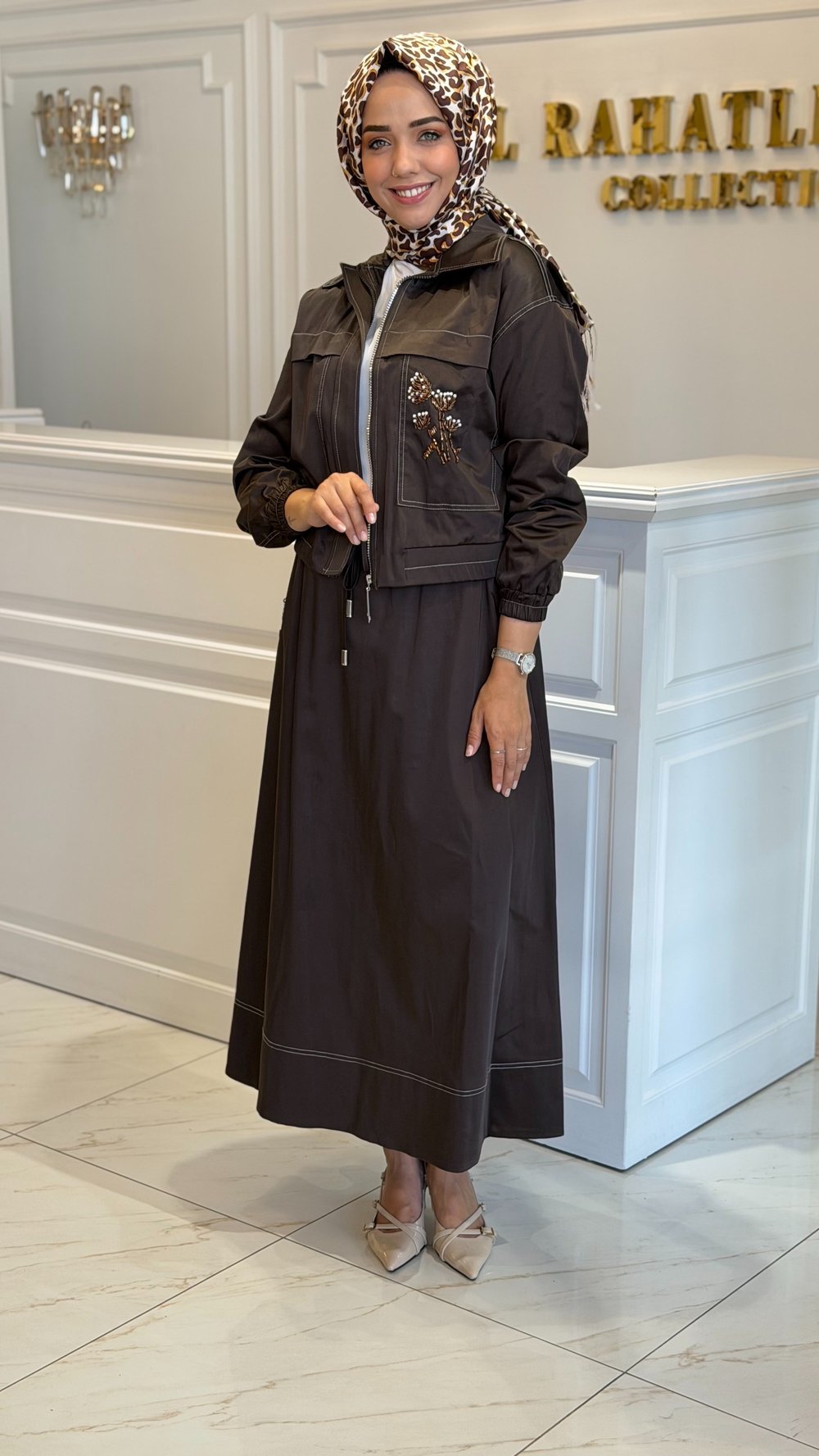 MİSSEMRAMİSS 5371 NORA NAKIŞLI TAKIM KAHVE
