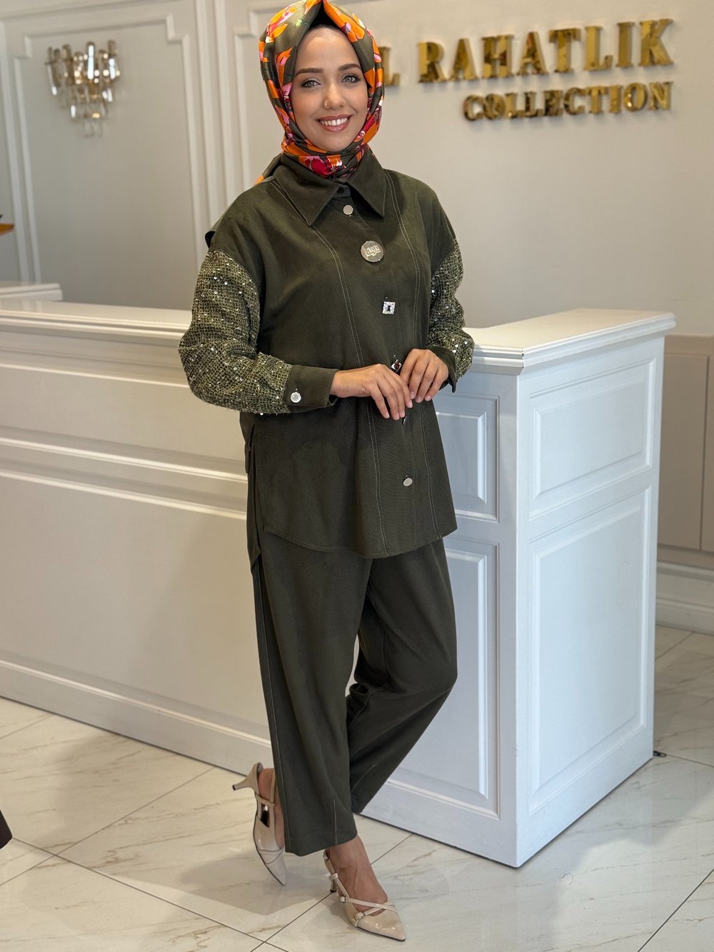 MY312 1733 ÖNÜ DÜĞMELİ TAKIM YEŞİL