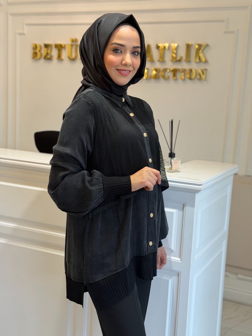 Niliwi File Yelekli Kupra Gömlek Antrasit