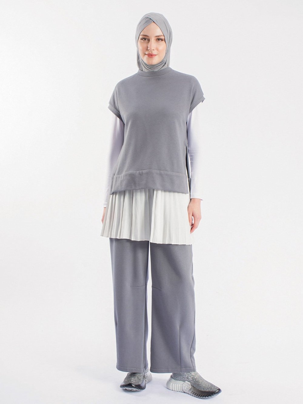 Modern Baggy Sıfır Kol Kadın Sweatshirt