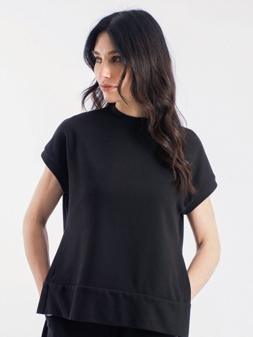 Modern Baggy Sıfır Kol Kadın Sweatshirt