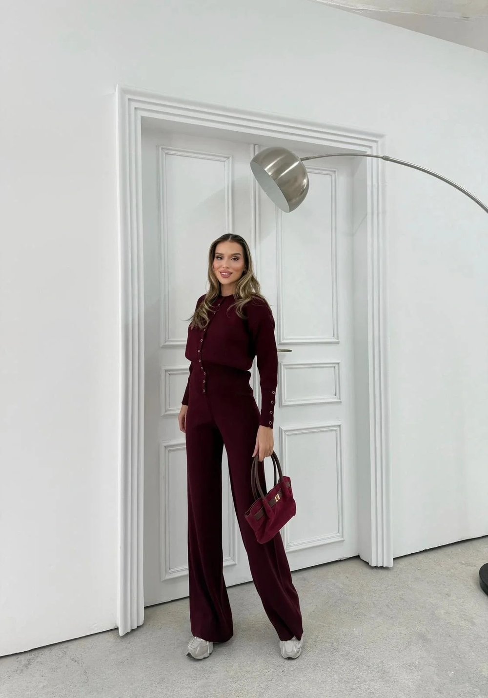 ÇITÇIT DETAY HIRKA VE PANTOLONLU TRİKO İKİLİ TAKIM BORDO
