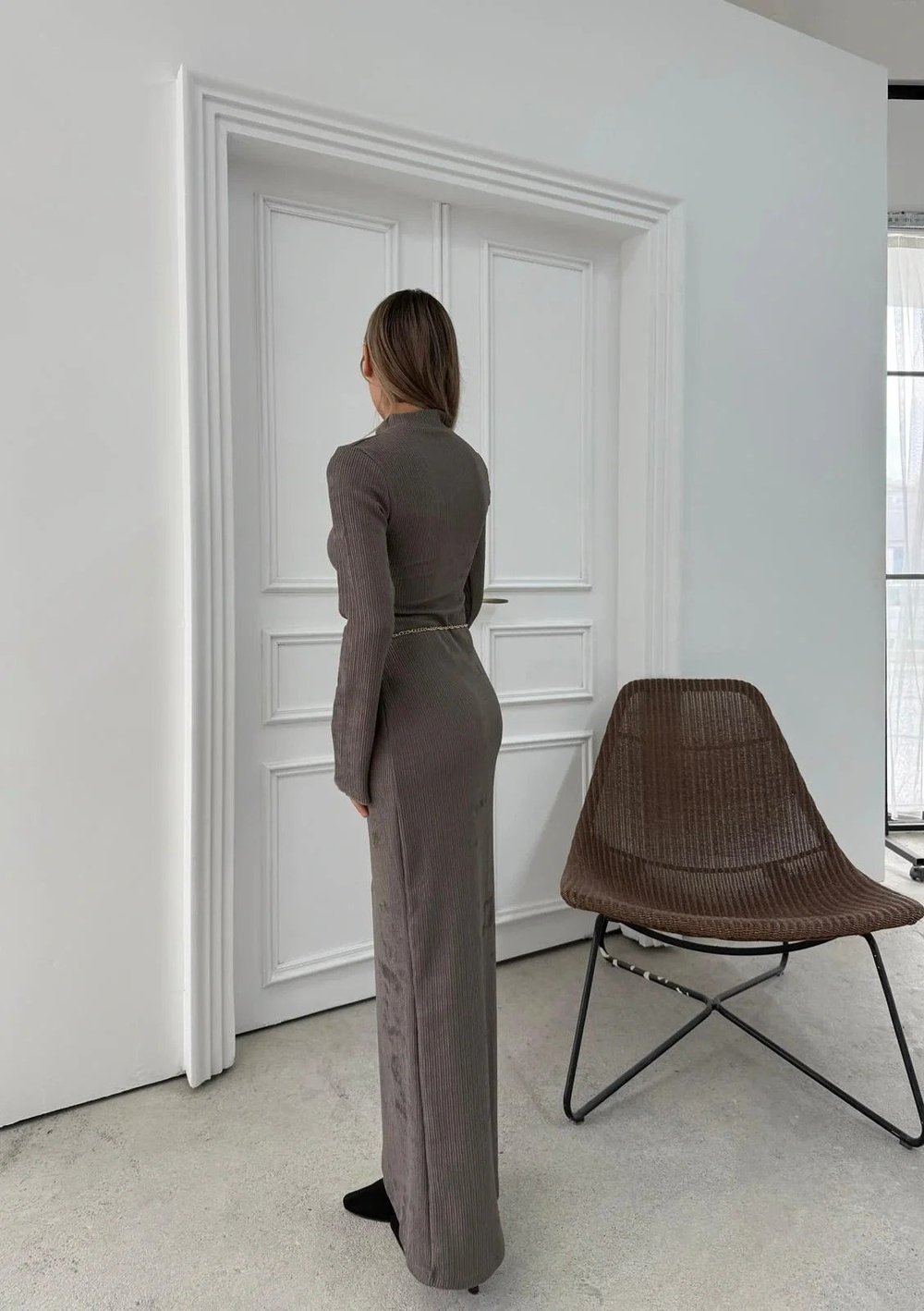 İSPANYOL KOL BEL AKSESUAR KEMER DETAY UZUN OTTOMAN ELBİSE VİZON