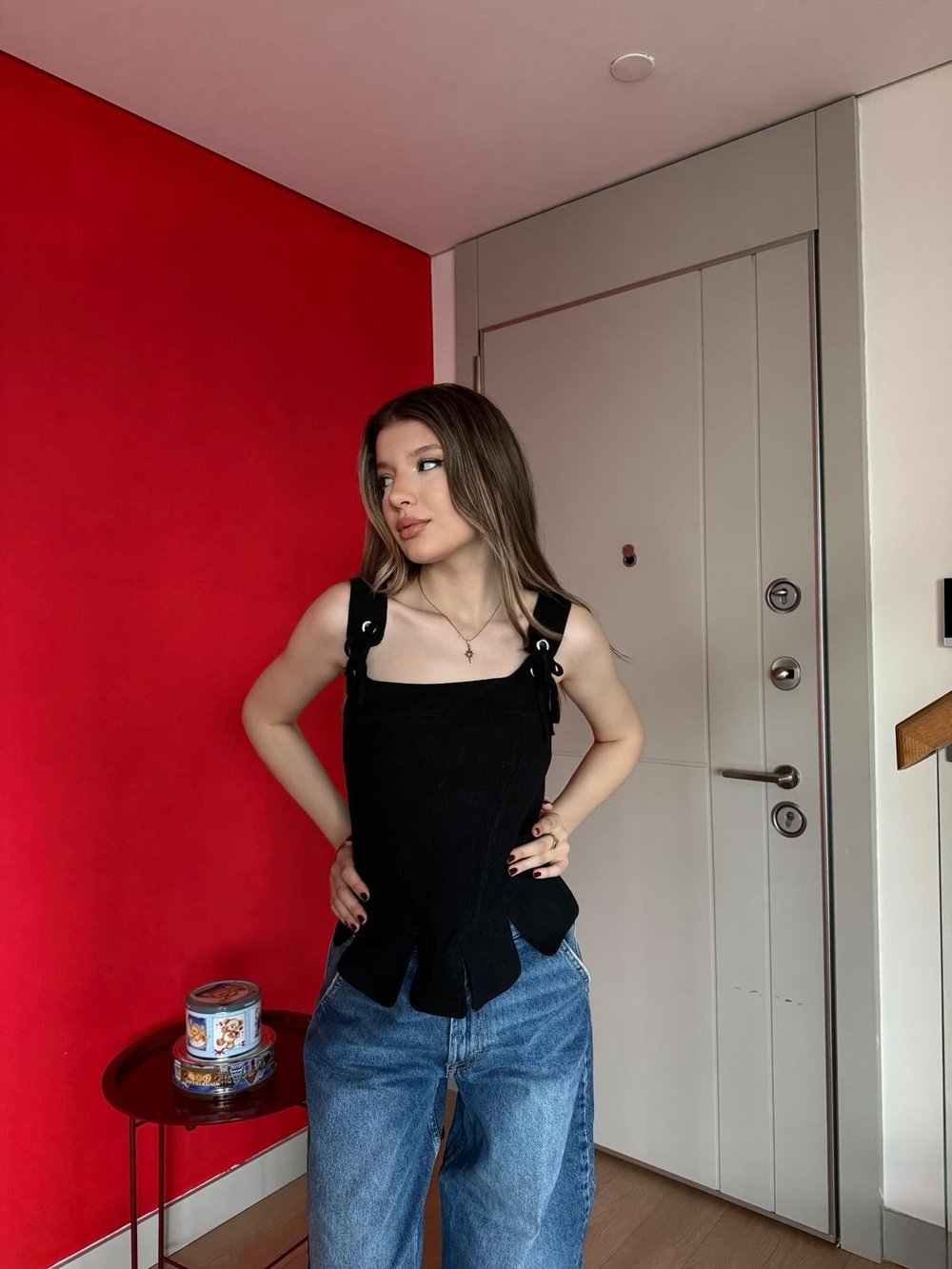 Askı Bağlama Bel Korse Detay Bluz Siyah 2200