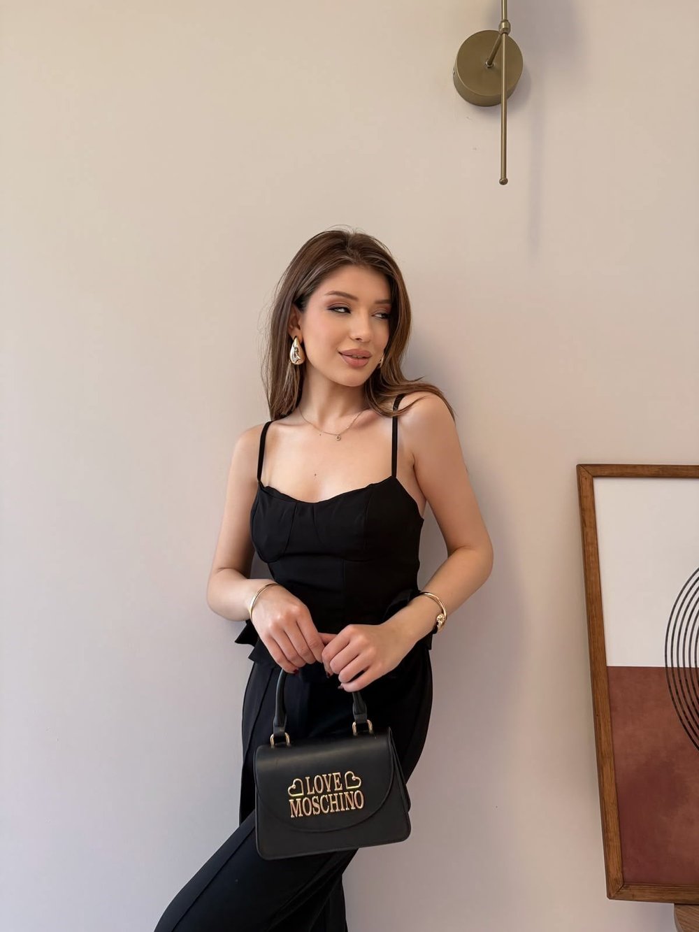 Askılı Sırt Fermuar Detay Volanlı Bluz Siyah 2343