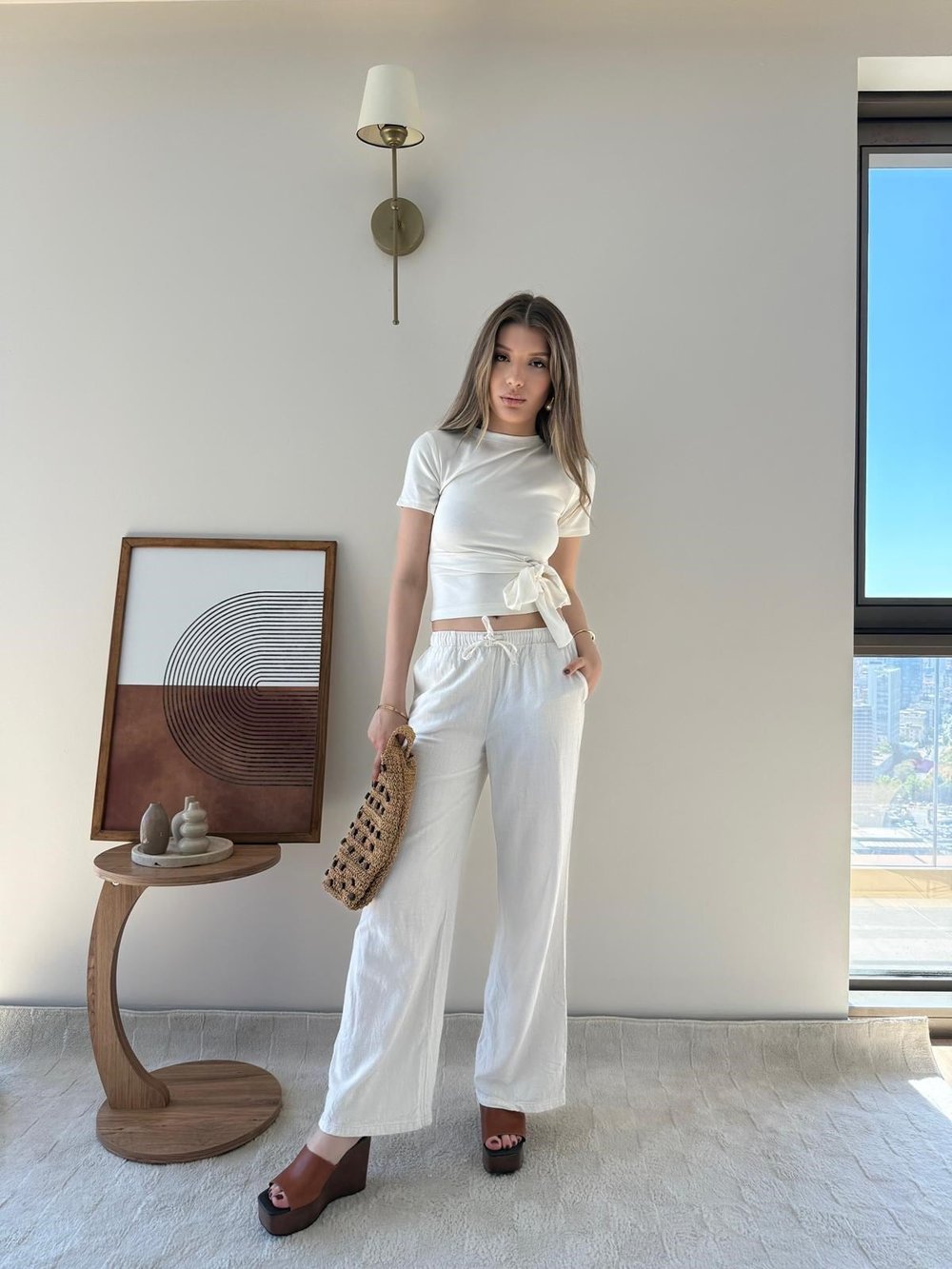 Bağlama Detay Modal Tişört Beyaz 2302