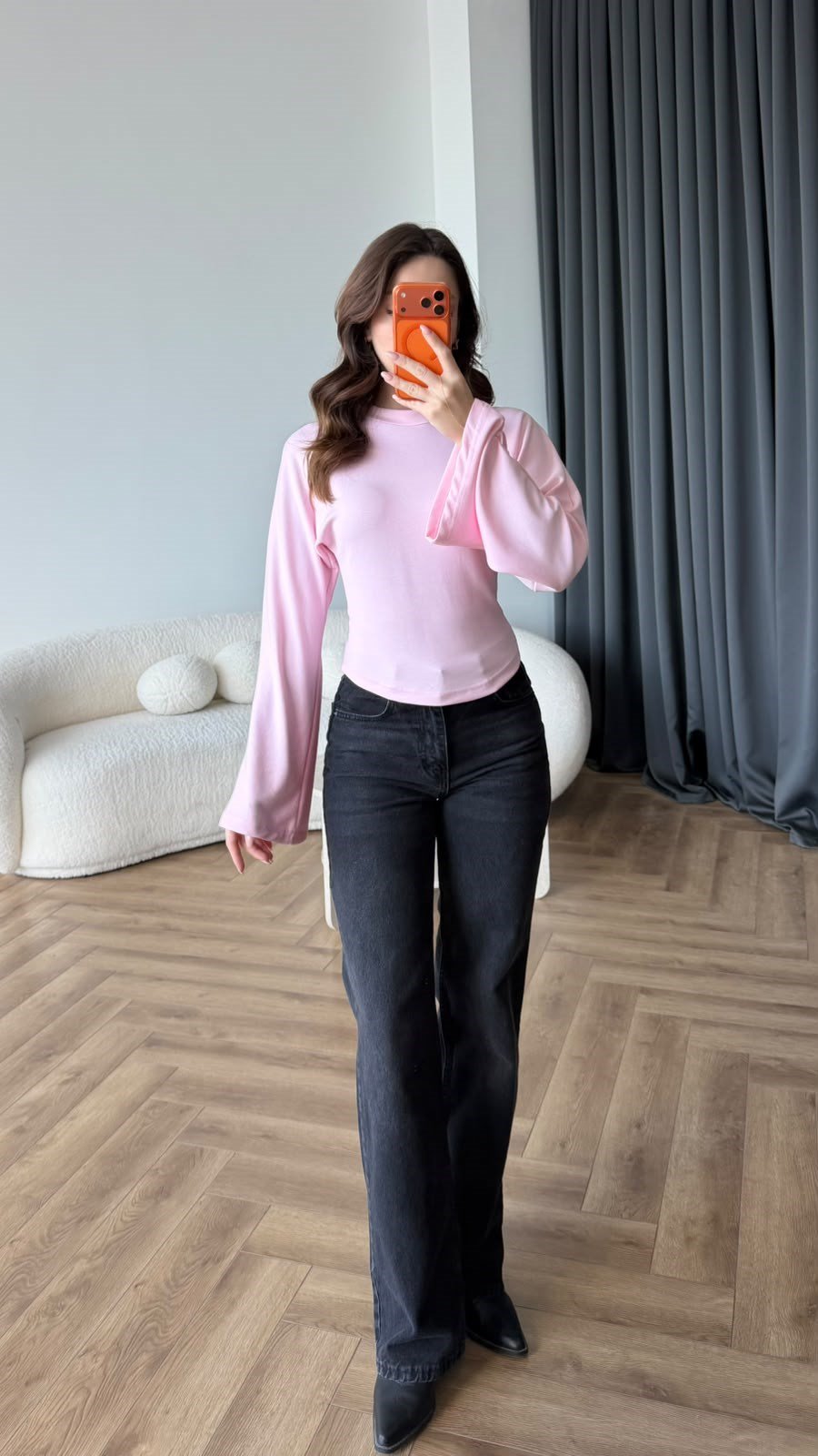 Bel Korse Detay İspanyol Kol Modal Bluz Pembe 2490