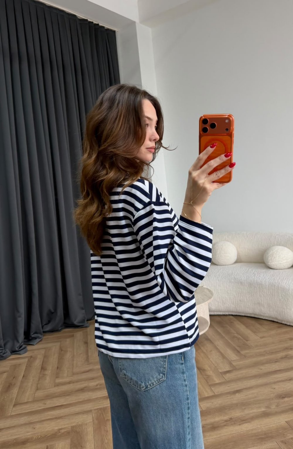 Çizgili 19 Baskılı Sweat Lacivert 2560