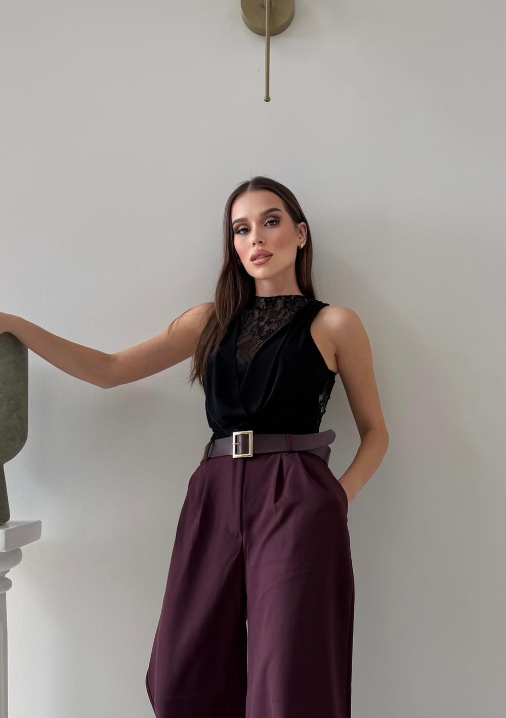 Degaje Yaka Dantel Detay Bodysuit Siyah 2083