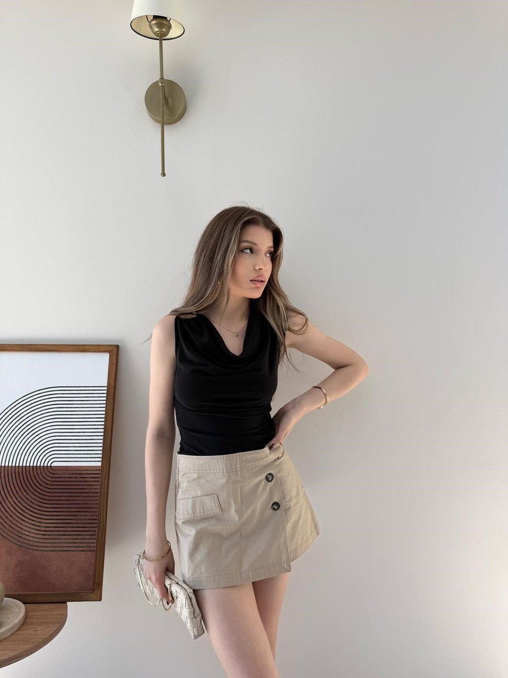 Degaje Yaka Omuz Aksesuar Detay Sandy Bluz Siyah 2311