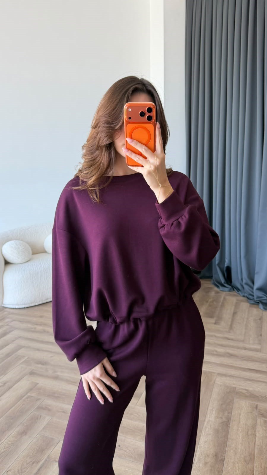 Sweat ve Pantolonlu Modal İkili Takım Mürdüm 2464