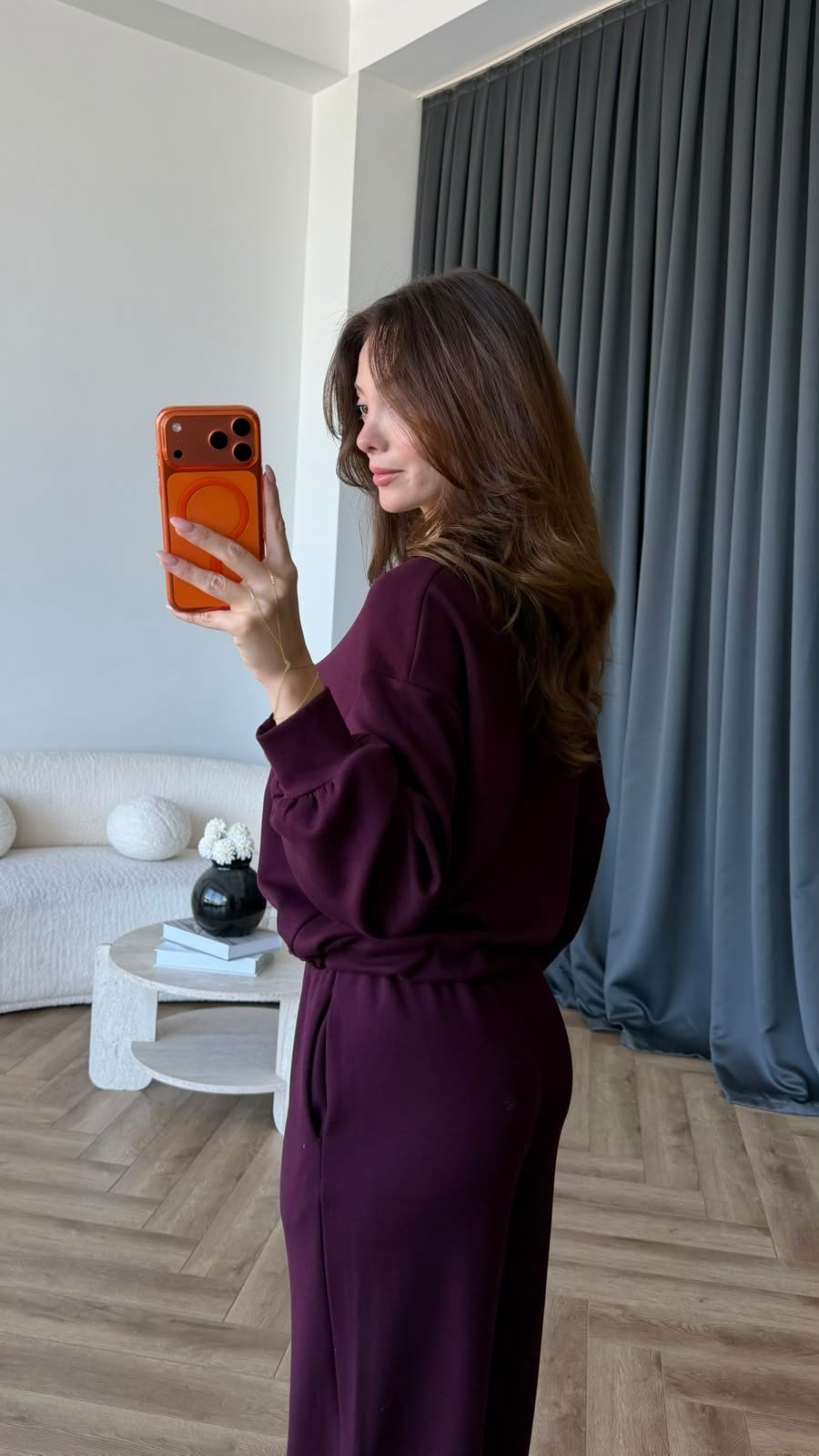 Sweat ve Pantolonlu Modal İkili Takım Mürdüm 2464