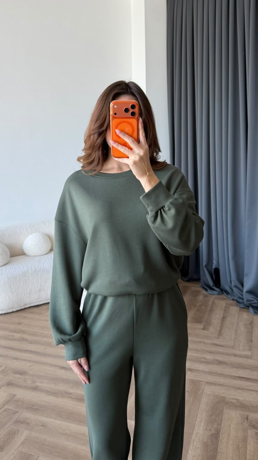 Sweat ve Pantolonlu Modal İkili Takım Haki 2464