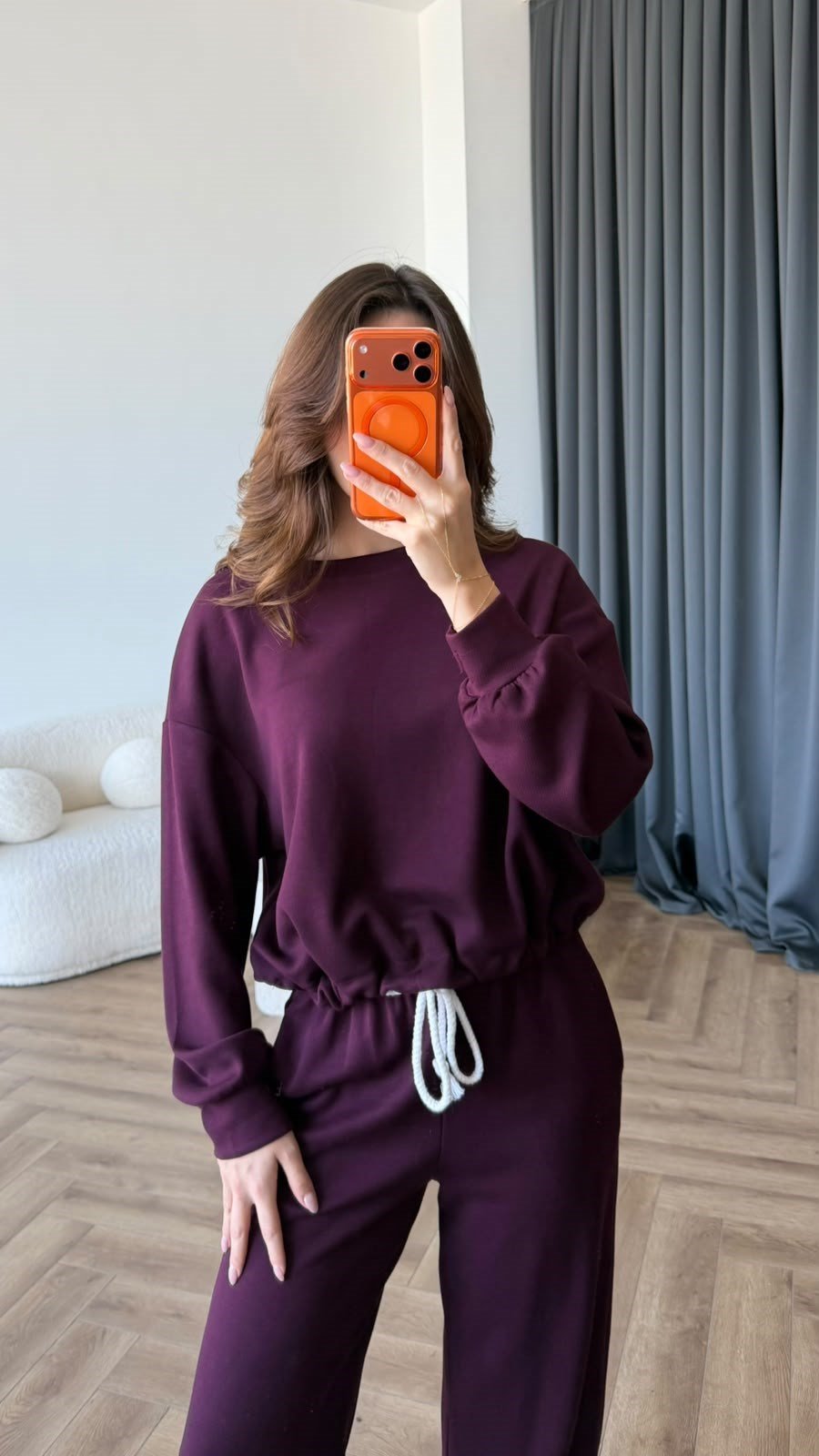 Sweat ve Pantolonlu Modal İkili Takım Mürdüm 2464