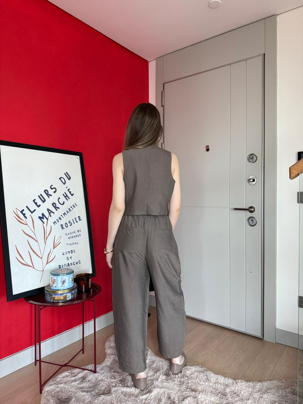 Yelek ve Pantolonlu Çilek Kumaş İkili Takım Kahve 2161