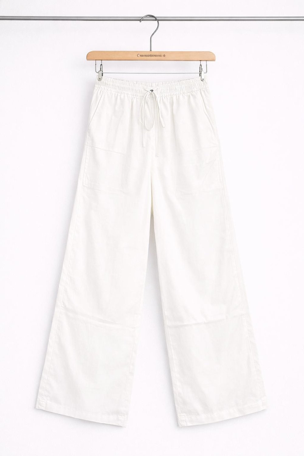 Gabardin Loose Beyaz Pantolon