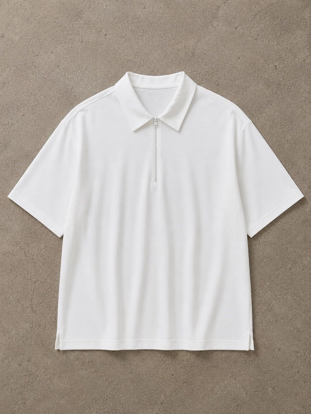 Beyaz Modal Fermuarlı T-Shirt