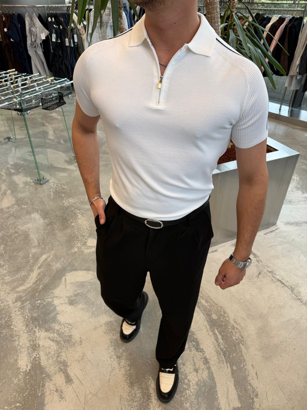 Beyaz SPF Omuz Ribanalı T-Shirt -17443