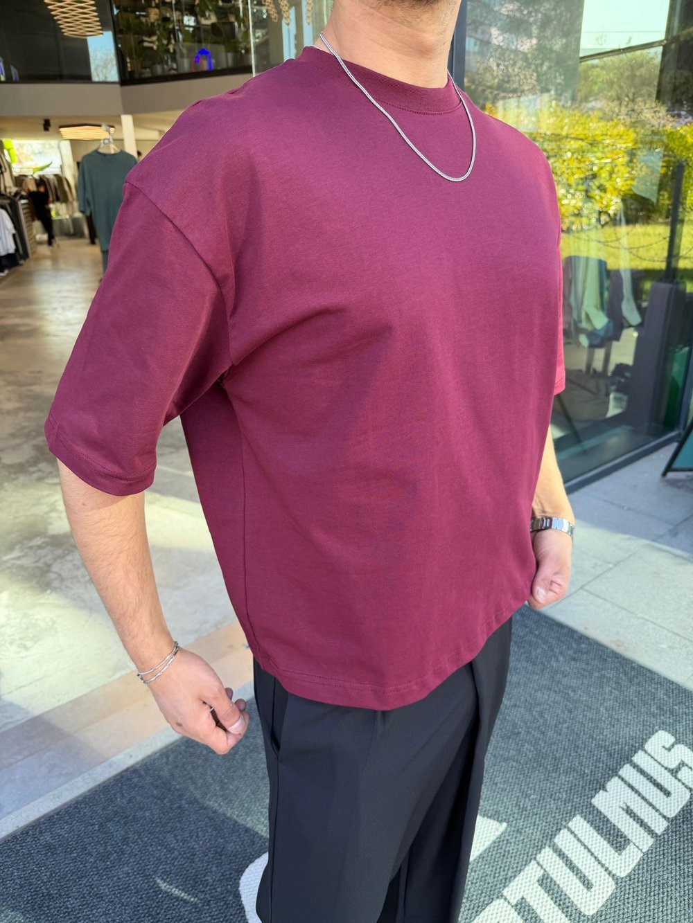 Bordo SNZ Box-Fıt Basic T-shirt 