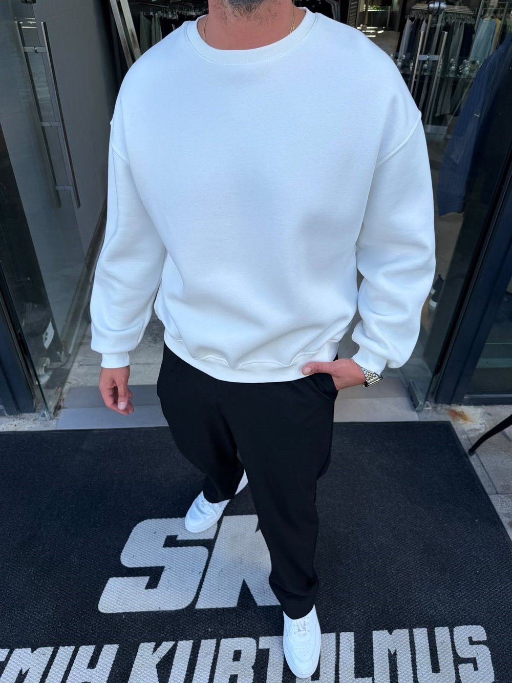 Ekru Boxy Fit Basic Sweat SN5102