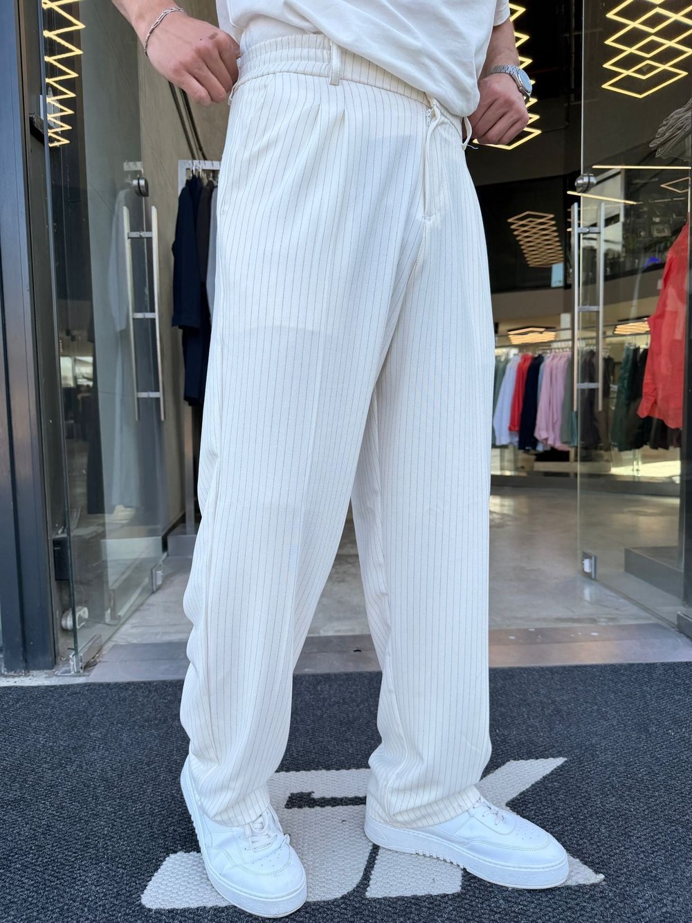 Ekru SNZ Pilali Baggy Pantolon