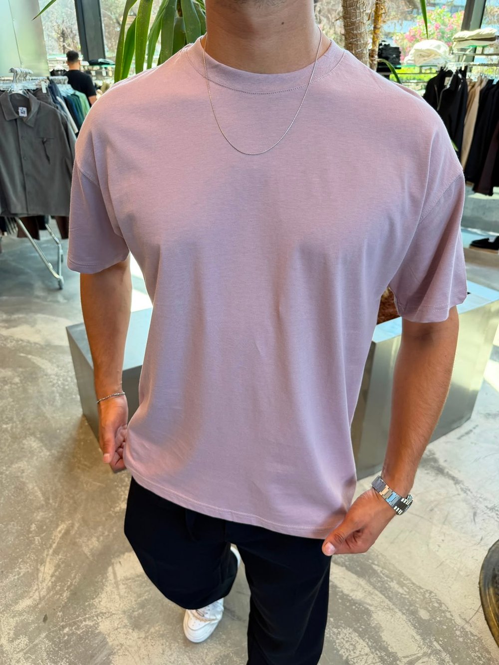 Gül Kurusu Qawis Oversize Basic T-Shirt QW01
