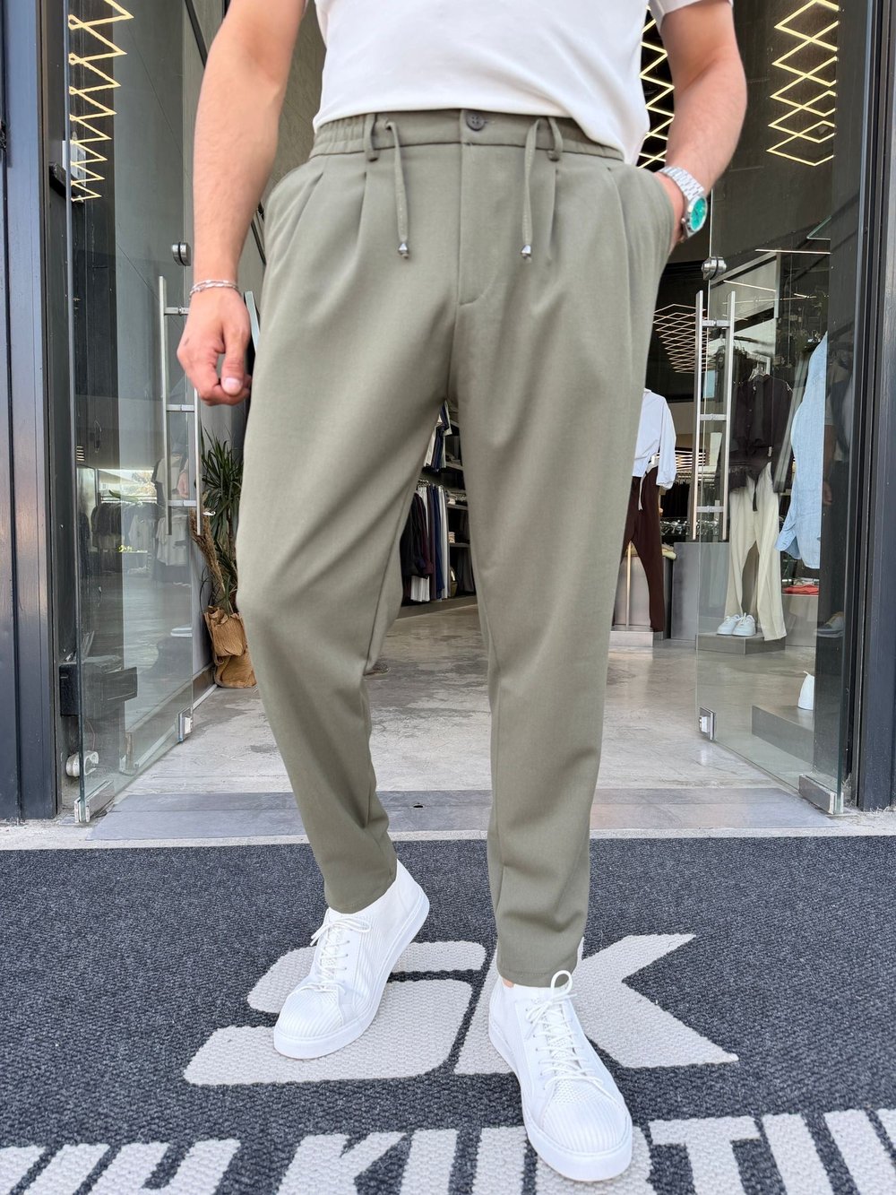 Haki İthal Keten Pantolon W5062