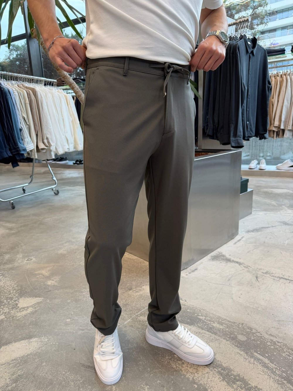 Haki Regular Kalıp Petek Örme Pantolon NWP16003
