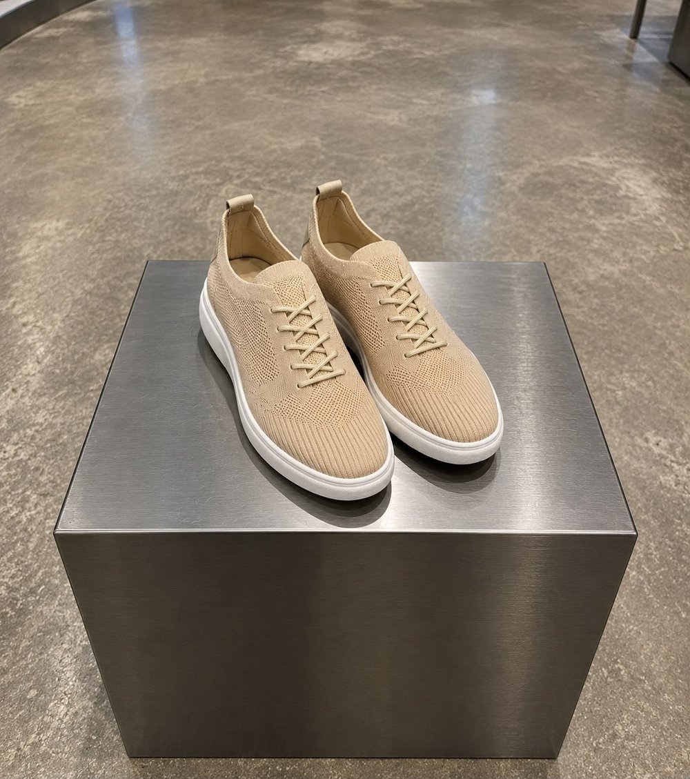 Krem Bağcıklı Slip-On Ayakkabı