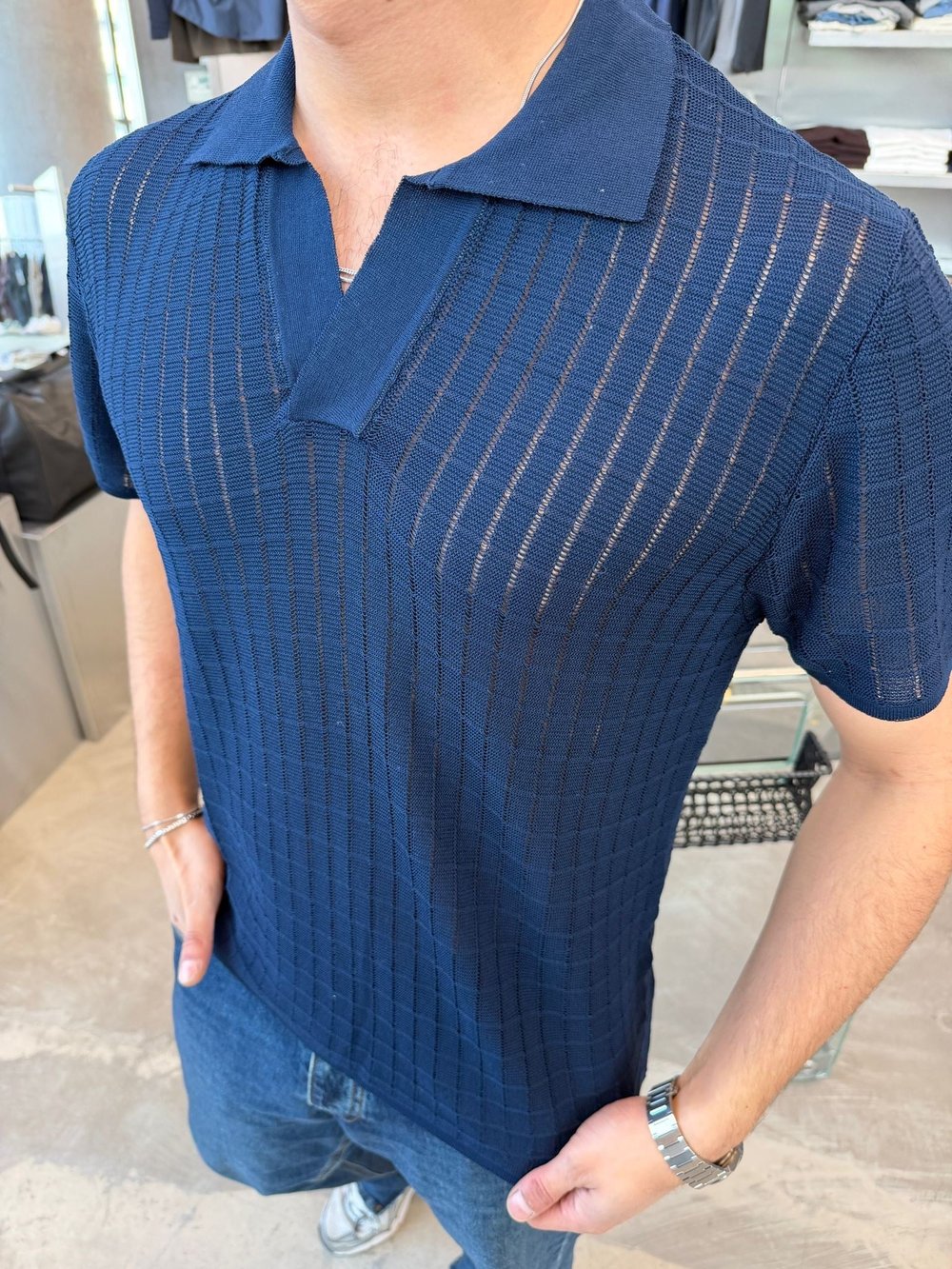 Lacivert GG Polo Yaka T-Shirt 